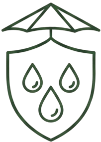 Waterproof umbrella and shield protection icon