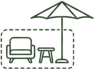 Outdoor patio furniture set outline icon