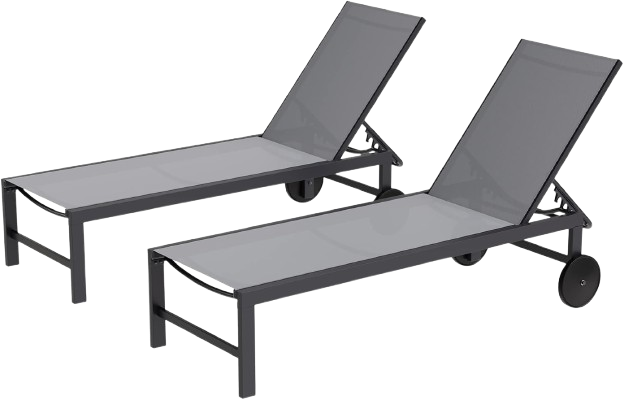Outdoor Chaise Lounges Chair with Wheels Aluminum Reclining
