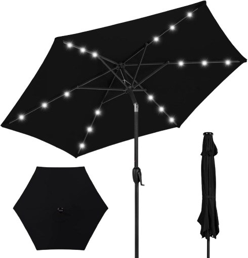 7.5ft Solar Umbrella LED Lighted Patio Umbrella